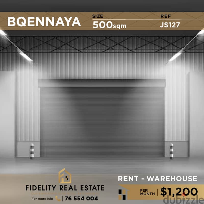 Warehouse for rent in Bqennaya JS127 مستودع للإيجار في بقنايا 0