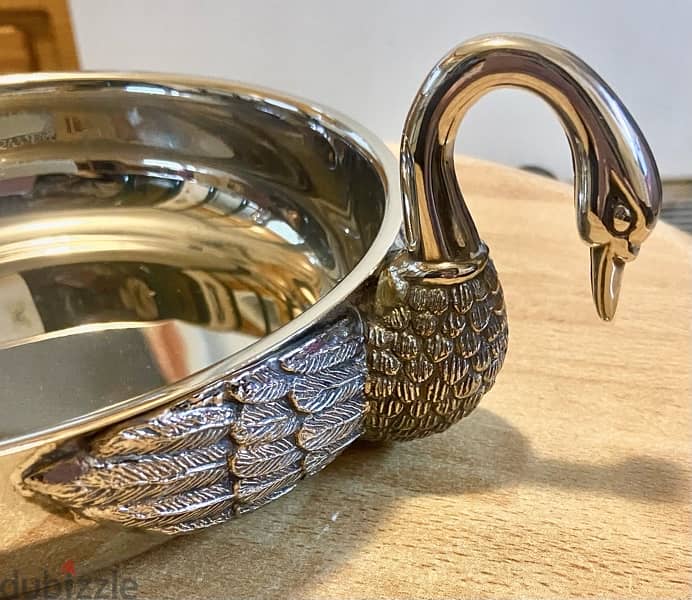 Vintage silver plated swan bowl 2