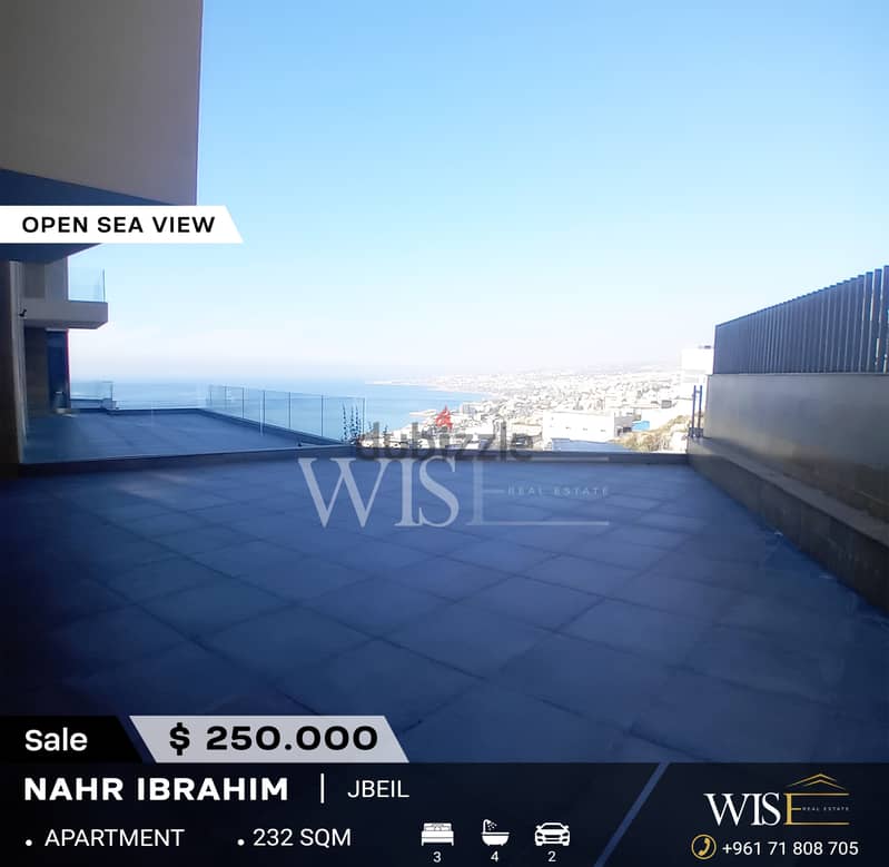 232 SQM Apartment with terrace for SALE in Nahr Ibrahim! 0