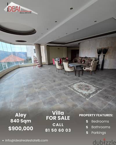 840 SQM Villa for sale in aley ras l jabal REF#RB6006