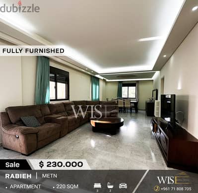 220 SQM fully furnished Apartment for SALE in Rabieh!