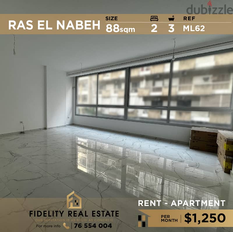 Apartment for rent in Ras el Nabeh ML62 للإيجار في راس النبع 0