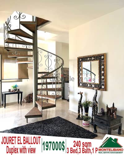 240 Sqm Duplex for Sale in Jouret El Ballout With Open Mountains View