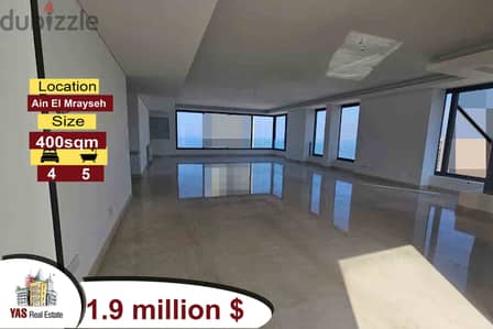 Ain El Mrayseh 400m2 | Ultra Prime Location | High Floor | PA