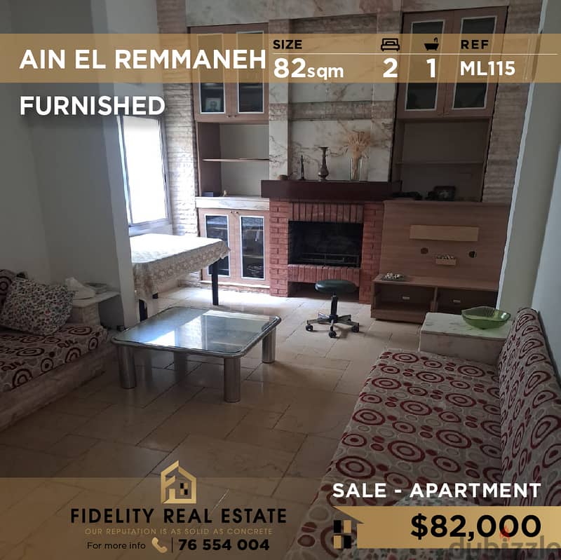 Apartment for sale in Ain El Remmaneh ML115 شقة للبيع في عين الرمانة 0