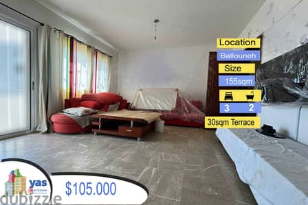 Ballouneh 155m2 | Semi Furnished | 30m2 Terrace | Catch | EL |