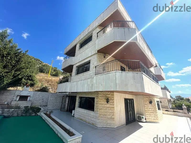 700 Sqm | Villa with Private Pool for rent in Baabdat | Mountain View 0