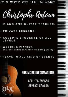 Piano and guitar private lessons