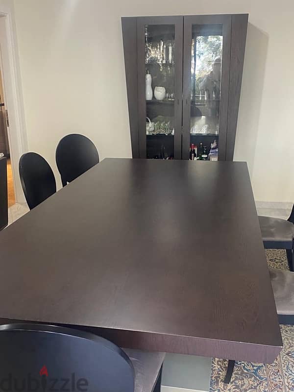 Barely used dining table with dresser, 6 chairs and cabinet 1