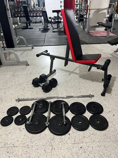 sport bench and weights