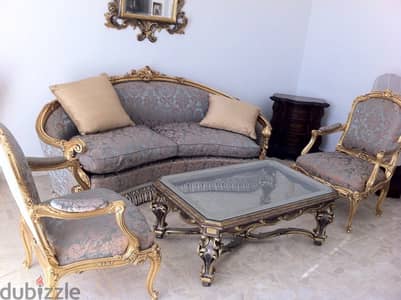 Italian gilded salon table and mirror