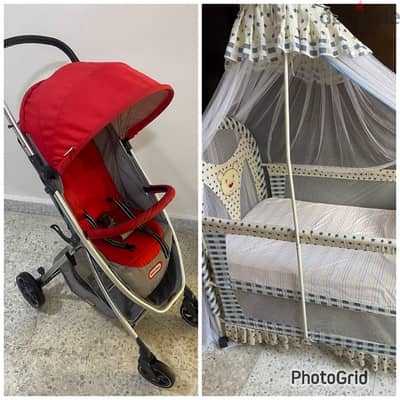 stroller and bed