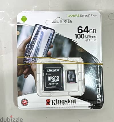 Kingston memory card with adapter 64gb 100mb/s