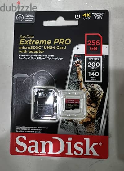 Sandisk Extreme pro microsdxc uhs-I card with adapter 256gb 200mb/s