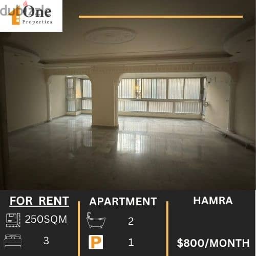 APARTMENT FOR RENT IN HAMRA 0