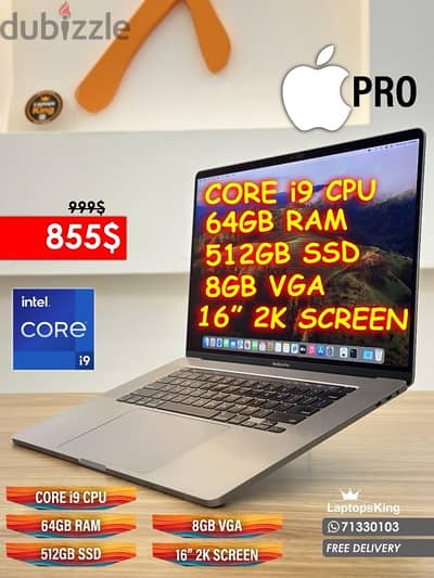 APPLE MACBOOK PRO CORE i9 8GB VGA 16” LAPTOP OFFER