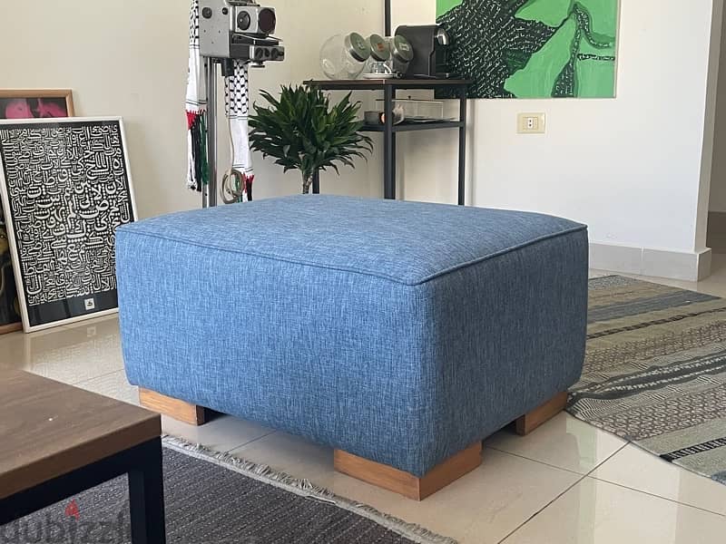 blue 3 seater sofa + extension 1