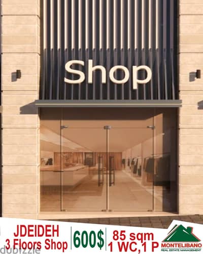 Fully Renovated 85 sqm 3 floors shop for rent in Jdeideh!!!