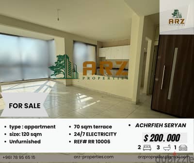 120 sqm apartment with 70 sqm terrace for sale in achrafeih