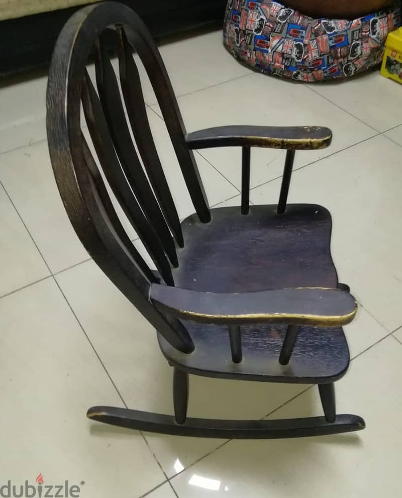 Vintage wooden rocking chair small size for kids 3 to 10 yrs 0