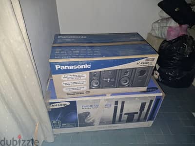 combo Panasonic stereo speakers and Samsung surround System