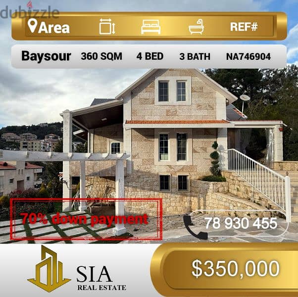 فيلا للبيع في بيصور Villa for Sale in Baysour 0