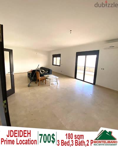 Prime Location 180 sqm Apartment for rent in Jdeideh!!!