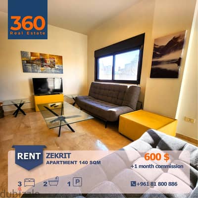 Apartment for Rent in zakrit zekrit antelias jal dib