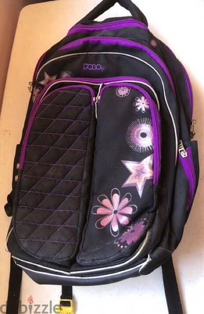 brand school bag polo purple and black