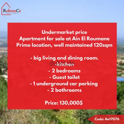 Catchy price apartment in Ain El Remmaneh شقة لقطة في عين الرمانة