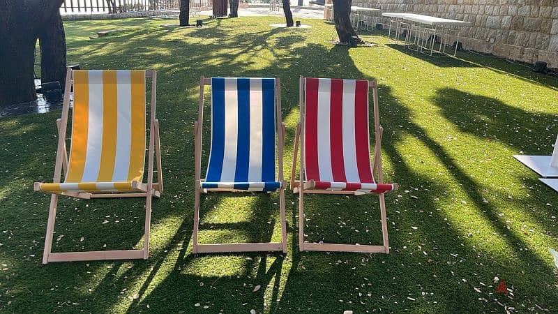 كرسي بحر قماش ضد الماء.  wood beach chairs 0