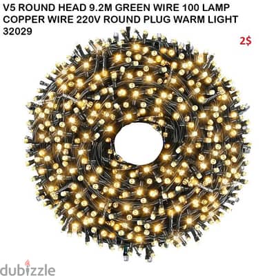 V5 ROUND HEAD 9.2M GREEN WIRE 100 LAMP