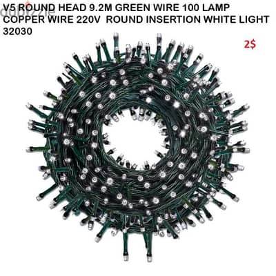 V5 ROUND HEAD 9.2M GREEN WIRE 100 LAMP