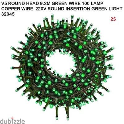 V5 ROUND HEAD 9.2M GREEN WIRE 100 LAMP