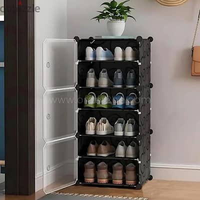 6-Tier Shoe Cabinet - Stackable Shoe Organizer w/ 3 Doors