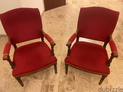 2 vintage chairs burgundy velvet