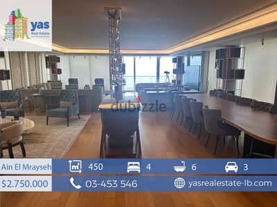 Ain El Mrayseh 450m2 | SEA VIEW | HIGH FLOOR | PRIME LOCATION | PA |