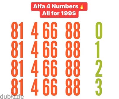 Alfa 4 Numbers serie all for 199$