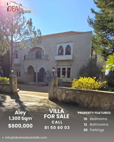 1,300 sqm Villa for sale in Aley Ras el Jabal REF#RB6016