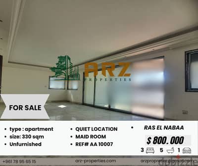 330 M APARTMENT IN RAS NABAA FOR SALE   شقة للبيع في راس النبع