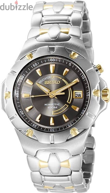 Seiko kinetic two tones grey with gold 1