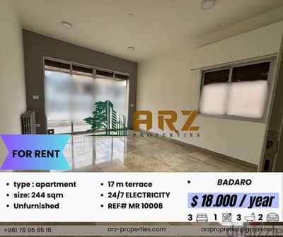 244 M APARTMENT FOR RENT IN BADARO شقة GGHD[HV في بدارو