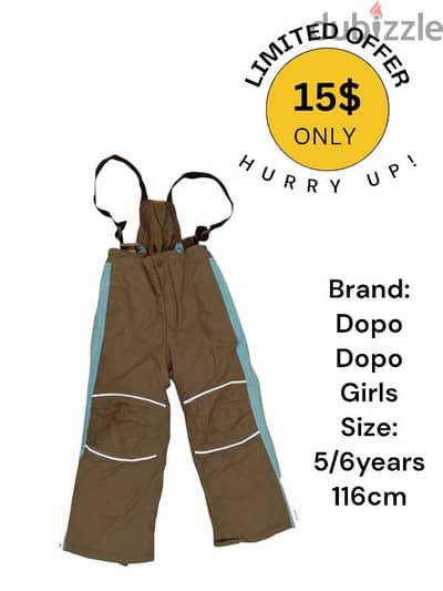 Dopo Girls Snow Suit Snow Apparel Snowboard Snow Pants Kid clothes ski