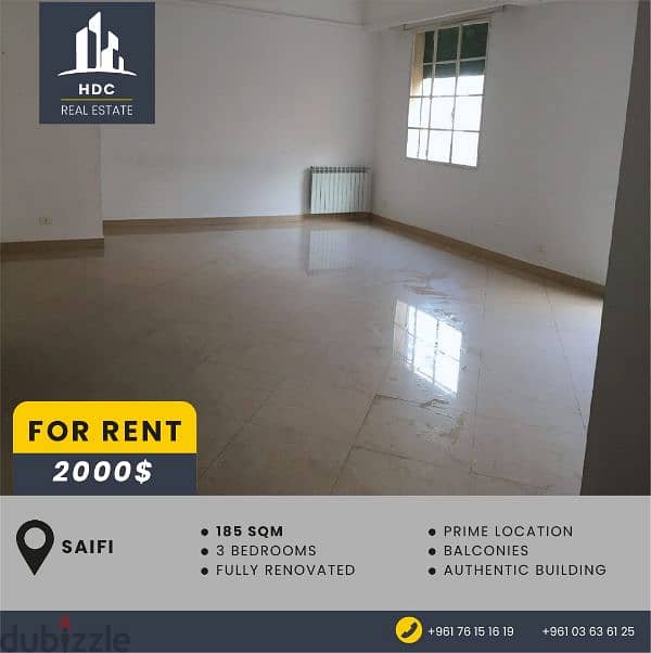 Saifi 185 sqm for Rent / authentic building / Prime location 0