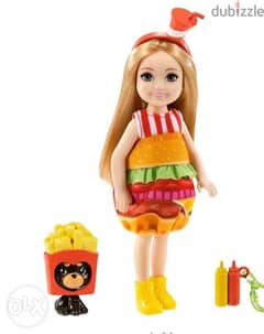 Barbie Chelsea wearing hamburger
