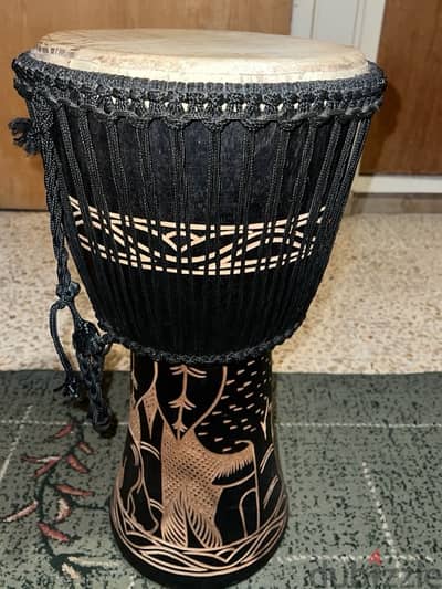 RHYTHM WAVE Djembe Jammer Series 60cm Drum African Carving Black