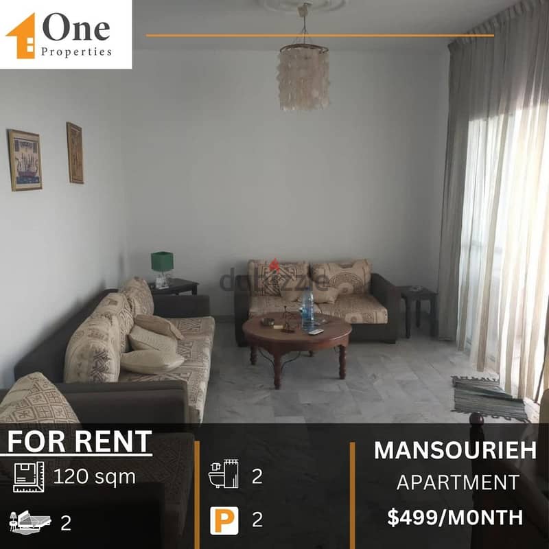 APARTMENT FOR RENT IN MANSOURIEH 0