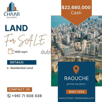 #R1994 - Immense Residential Land for Sale in Raouche