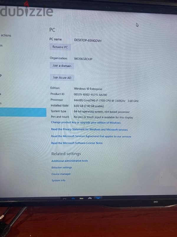 HP PC I7 7700Gen 1Tb hdd 8gb ram 4