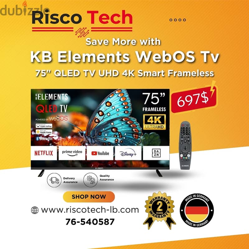 KB Elements WebOs Qled TV UHD 4K Smart 32” 43” 50” 55” 65” 70” 85”Inch 7